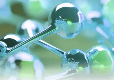 Crystalline ball-and-stick model representation of a molecular structure. Crystalline ball-and-stick model representation of a molecular structure.